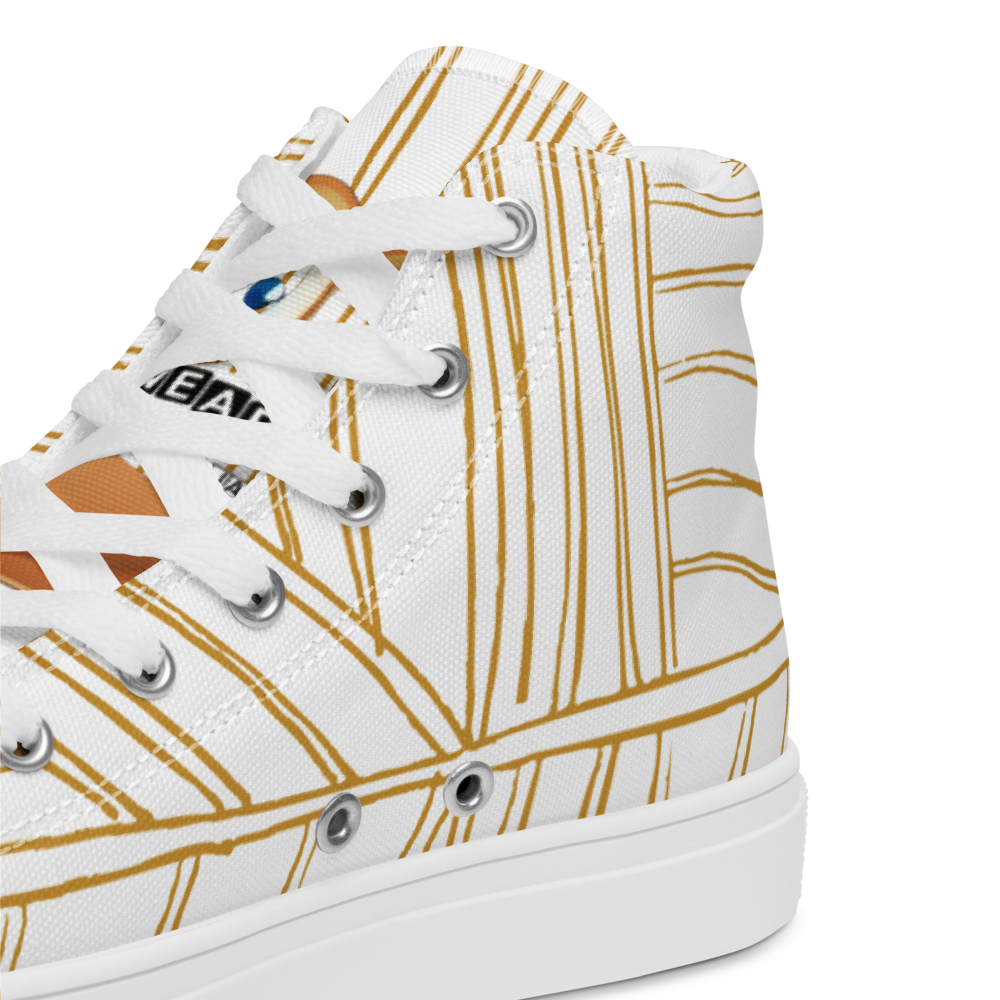 Men’s high top canvas shoes | Last ninja design (Yellow strip) | FunWearCode