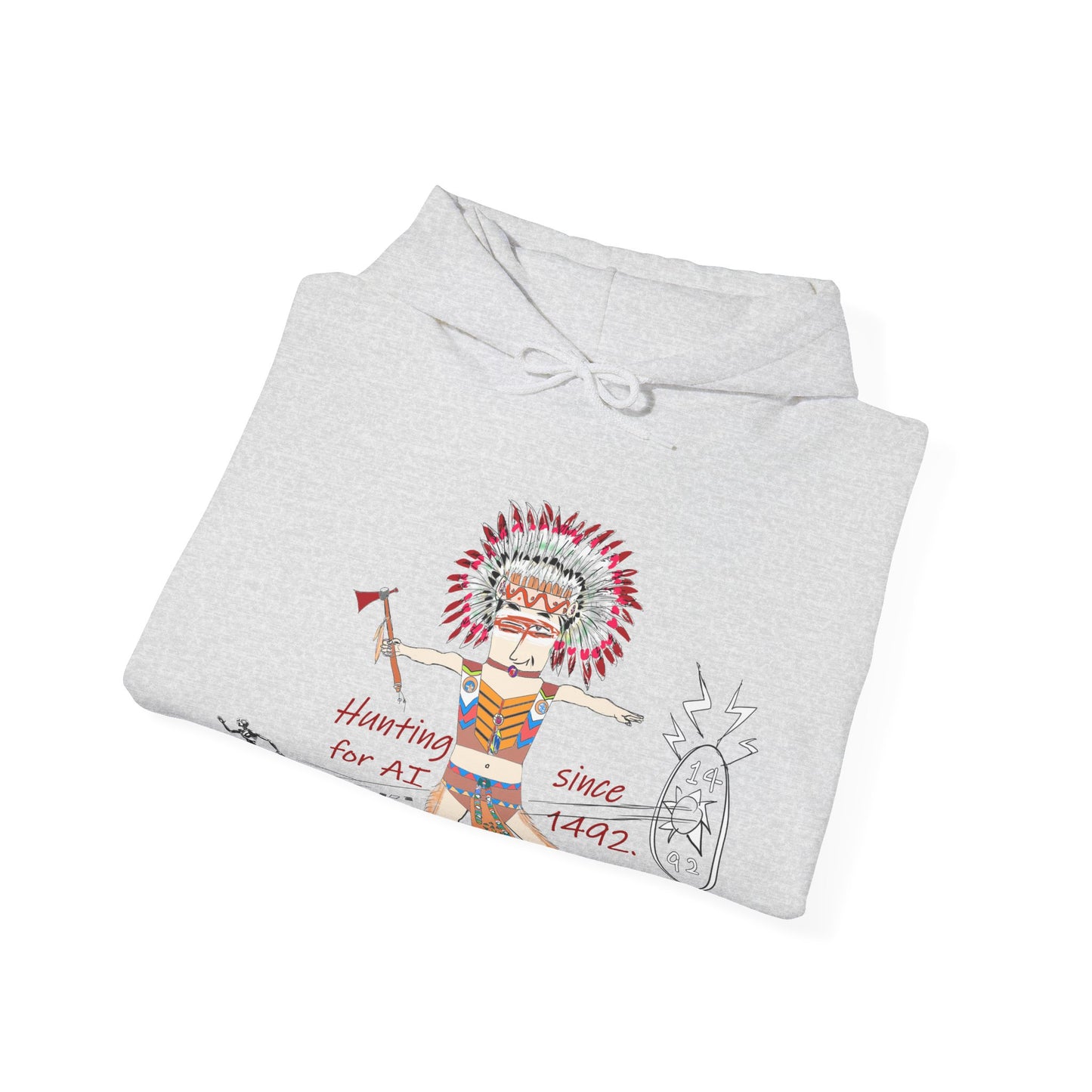 Casual Cozy Pullover – Fun American Native Indian AI Edition Hoodie  | FunWearCode
