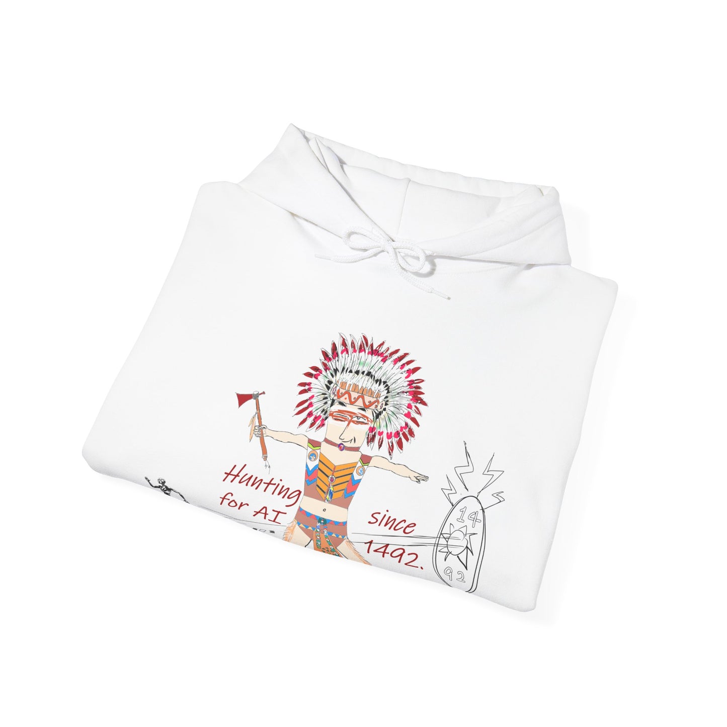 Casual Cozy Pullover – Fun American Native Indian AI Edition Hoodie  | FunWearCode