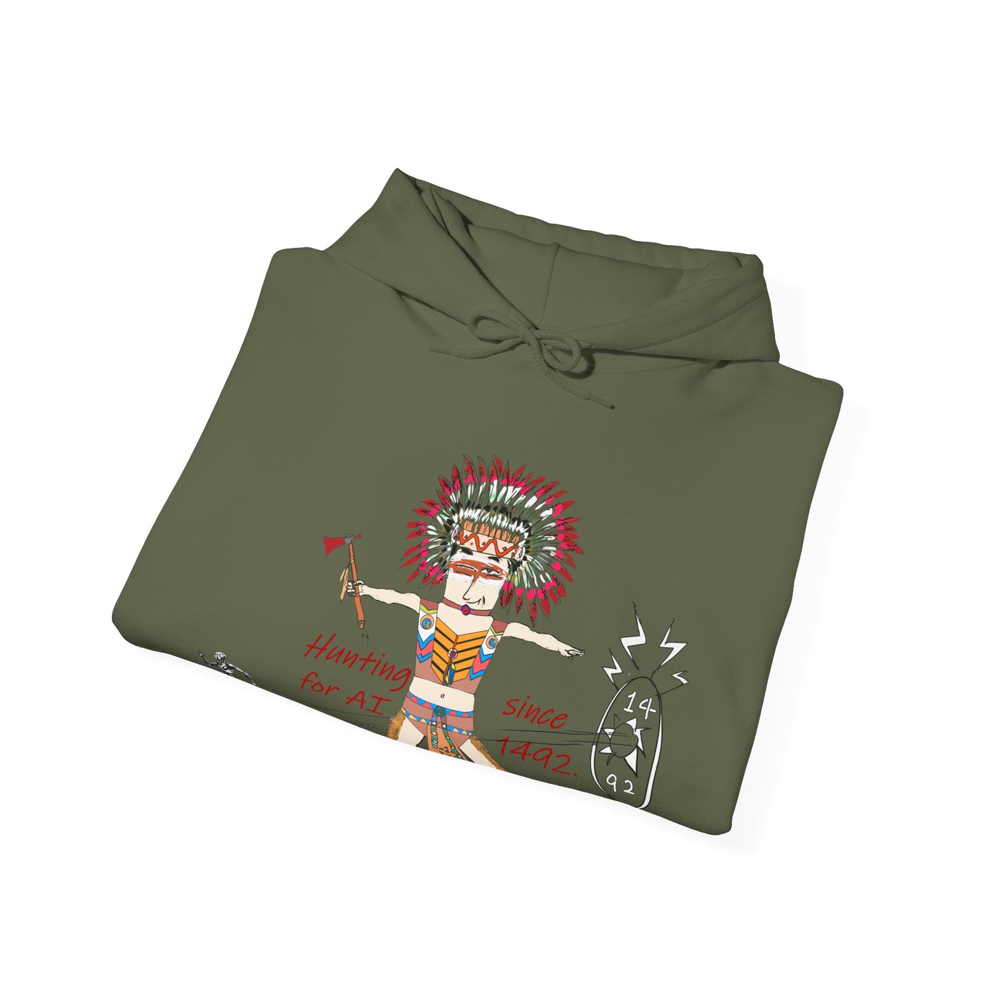 Casual Cozy Pullover – Fun American Native Indian AI Edition Hoodie  | FunWearCode