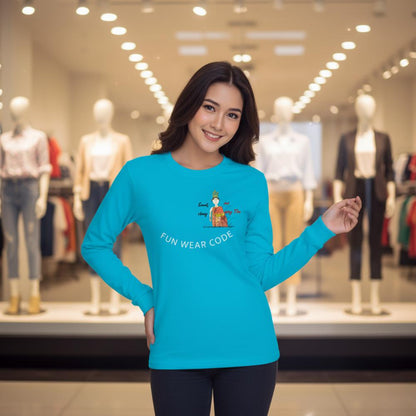 Fun Softstyle Long Sleeve T-Shirt - Playful Thai Woman Graphic Tee | FunWearCode