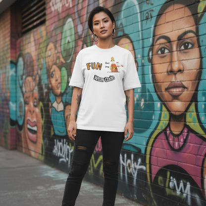 Fun Softstyle Oversized T-Shirt - Playful Thai Woman Graphic Tee | FunWearCode