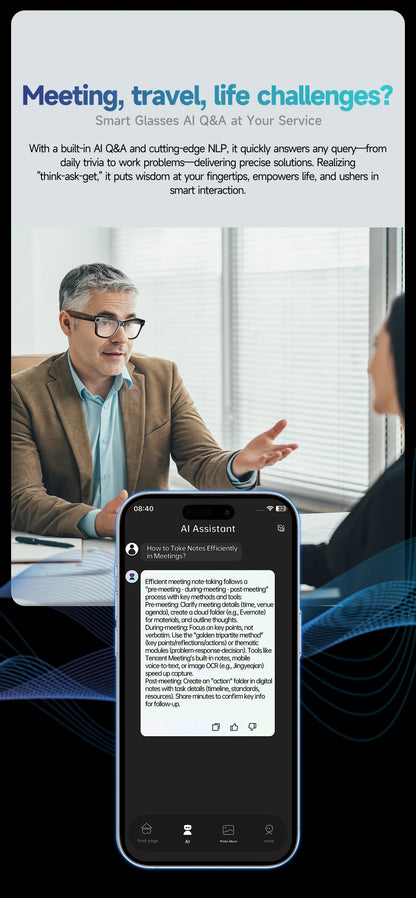 Upgraded Smart Sunglasses Unisex - Camera Video AI Interaction Translation Bluetooth Call | FunWearCode's Selection