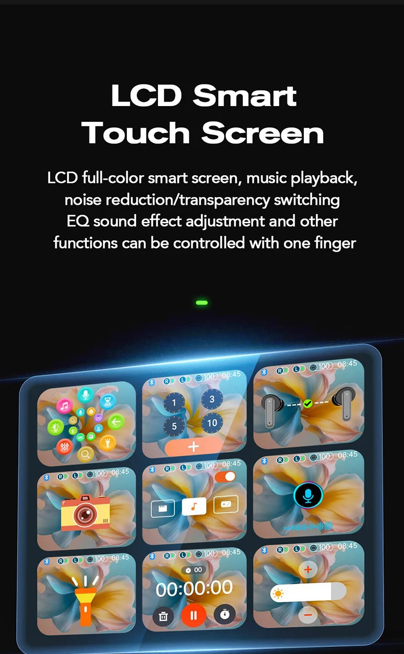 AI Translator Sport Wireless Earbuds - LCD Touch Screen Bluetooth Earphones with HD Mic | FunWearCode's Selection