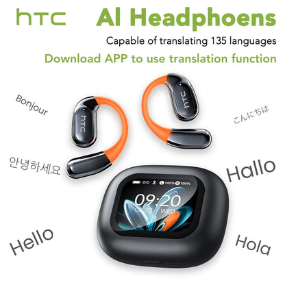 AI Translator Sports Wireless Earbuds - LCD Touch Screen Glowing Earhook | FunWearCode's Selection