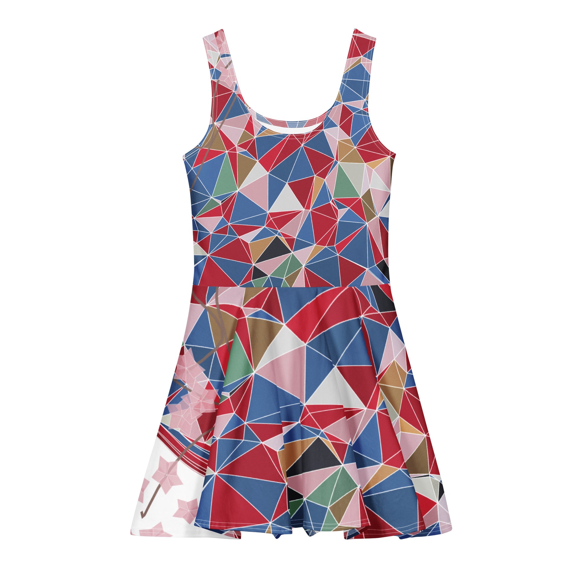 cherry blossom skater dress FOR U DESIGNS Cherry Blossom Tank Top Dress Midi Playwear Novelty Pink Elastic Waist Jumpskirt Trendy Going Out Twirly Skater Dress for Girls, Sleeveless Swing Dress Size 11-12