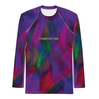 Colorful long-sleeve shirt with a brand logo 'FunWearCode' on a white background