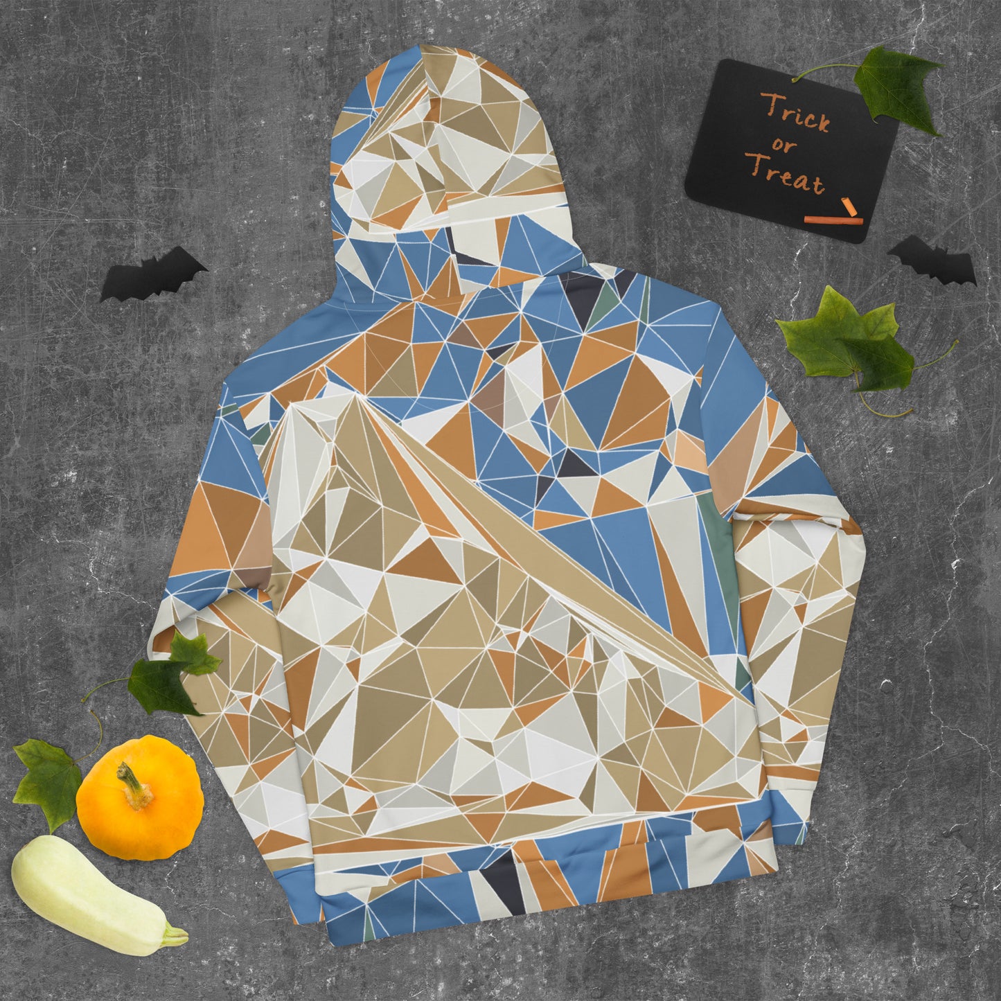 Unisex All-Over Print Recycled Hoodie - Polygonal Geometric Mount Fuji Design | FunWearCode
