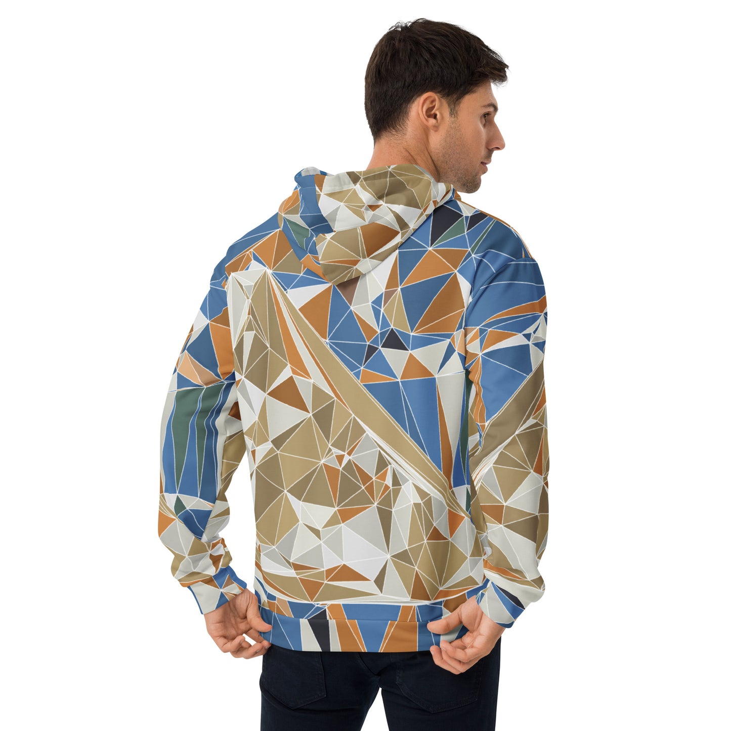 Unisex All-Over Print Recycled Hoodie - Polygonal Geometric Mount Fuji Design | FunWearCode