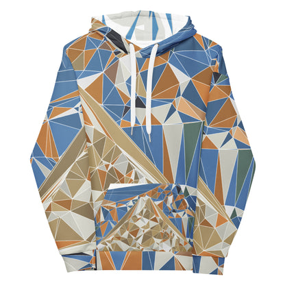 Unisex All-Over Print Recycled Hoodie - Polygonal Geometric Mount Fuji Design | FunWearCode