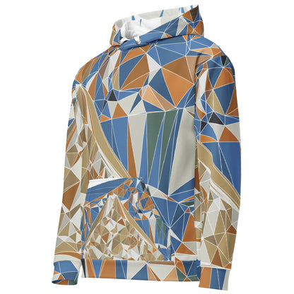 Unisex All-Over Print Recycled Hoodie - Polygonal Geometric Mount Fuji Design | FunWearCode