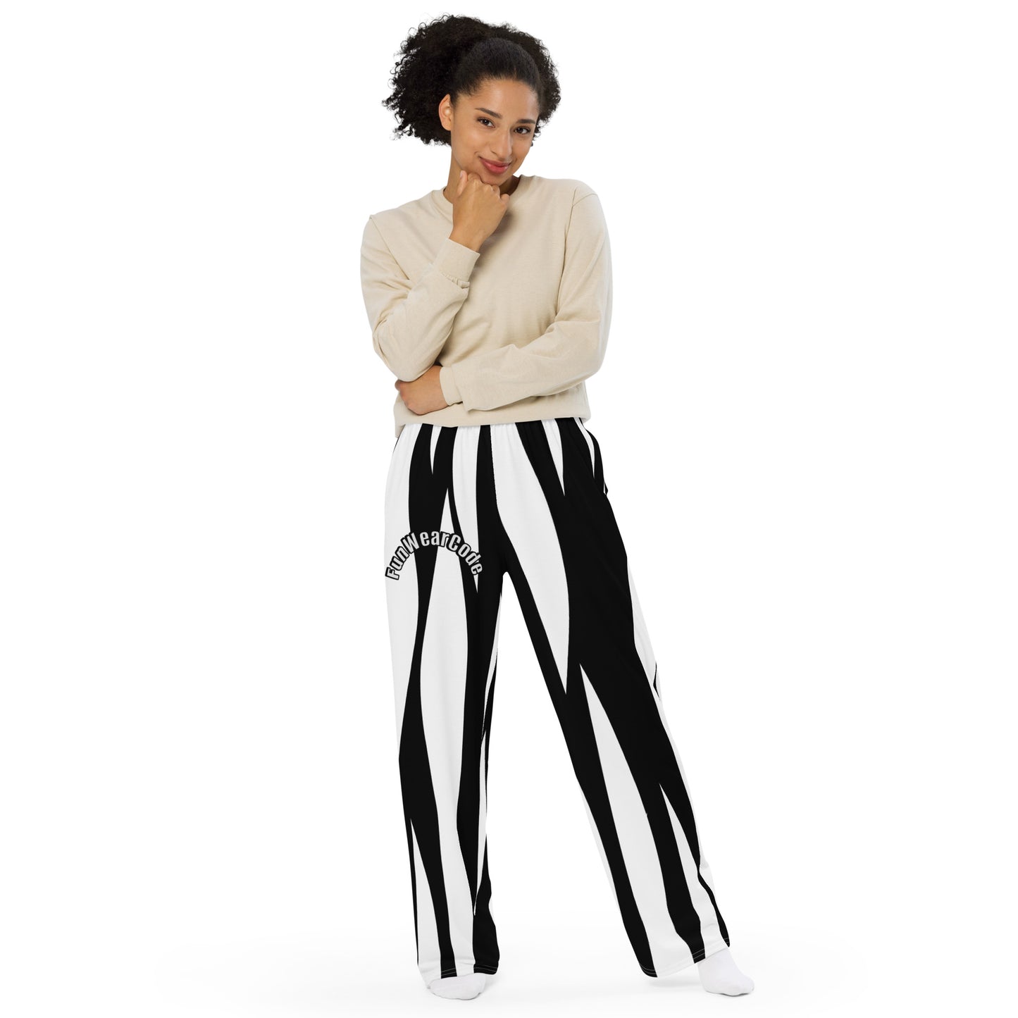 All-over print unisex wide-leg pants | Sports Streetwear Zebra Sweatpants | FunWearCode