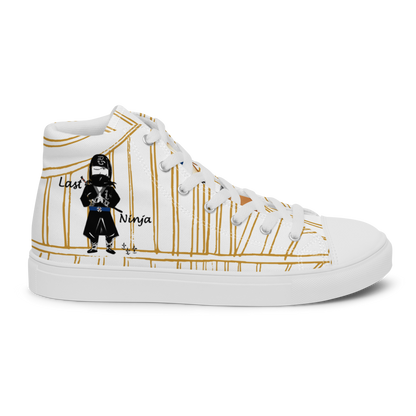 Men’s high top canvas shoes | Last ninja design (Yellow strip) | FunWearCode