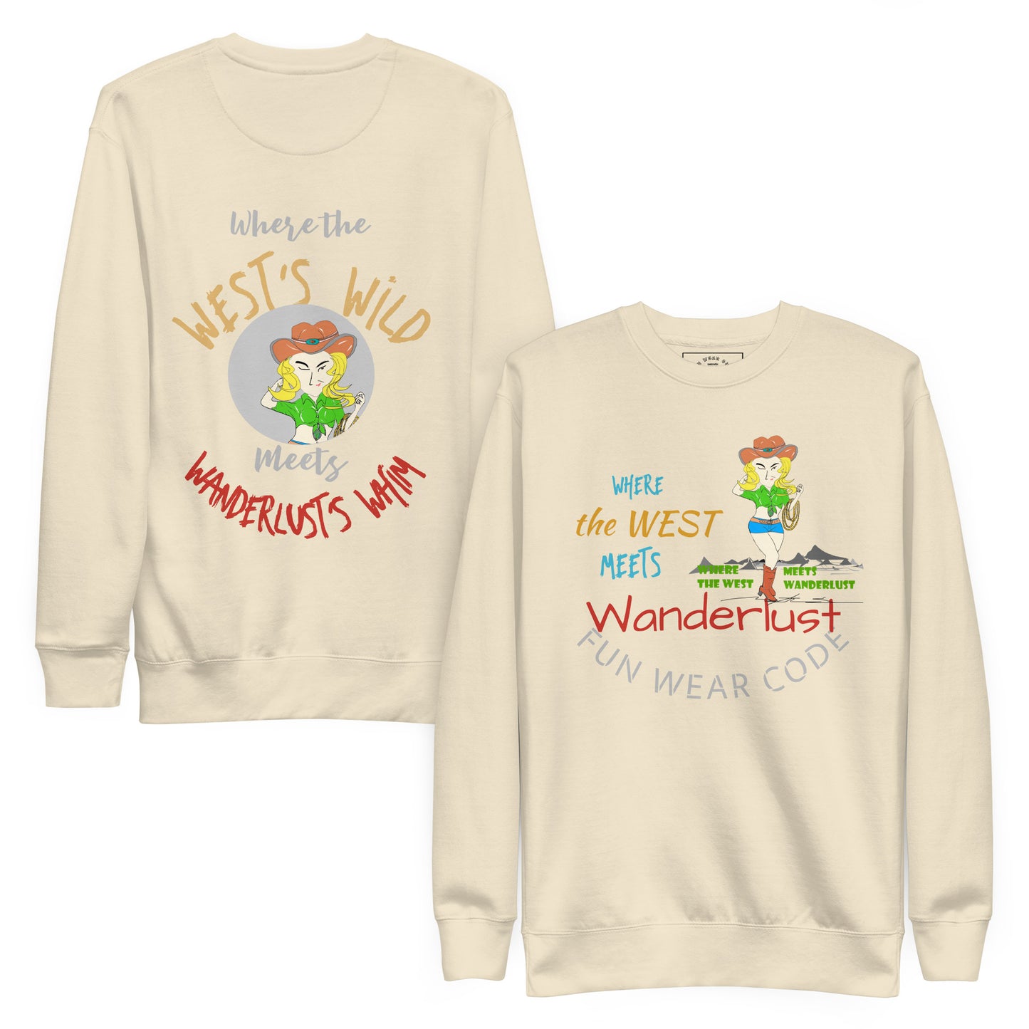 Premium Cozy Long Sleeve T-shirt – Classic Cowgirl Graphic Sweatshirt | FunWearCode