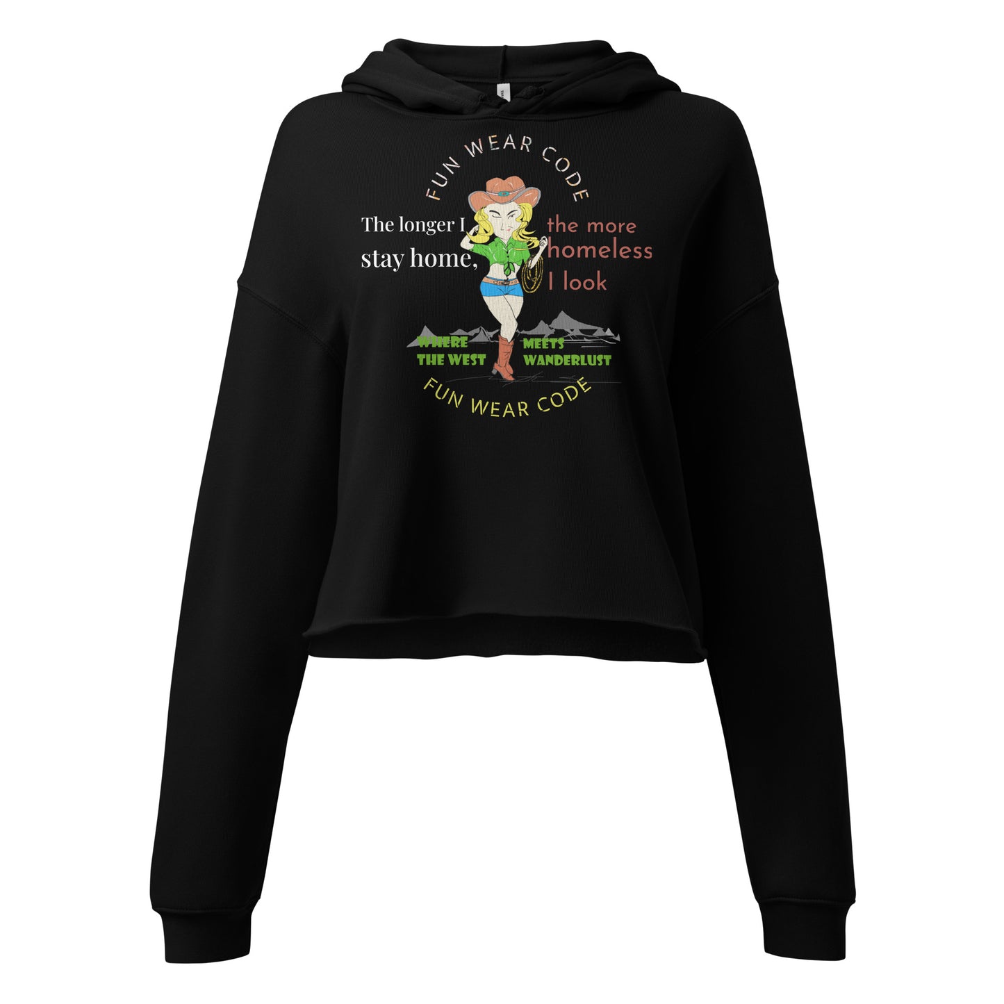 Trendy Cowgirl Crop Hoodie - Classic American Style for Fun-Loving Souls | FunWearCode