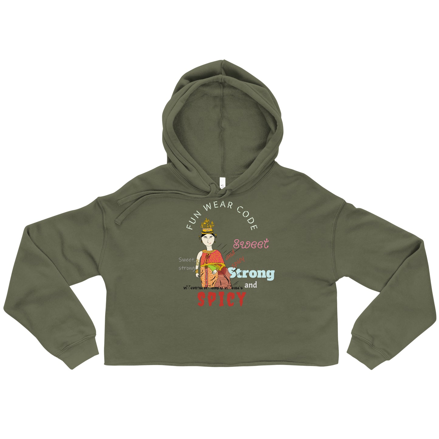 Trendy & Cozy Woman Crop Hoodie – Playful & Bold Thai Iconic Design | FunWearCode