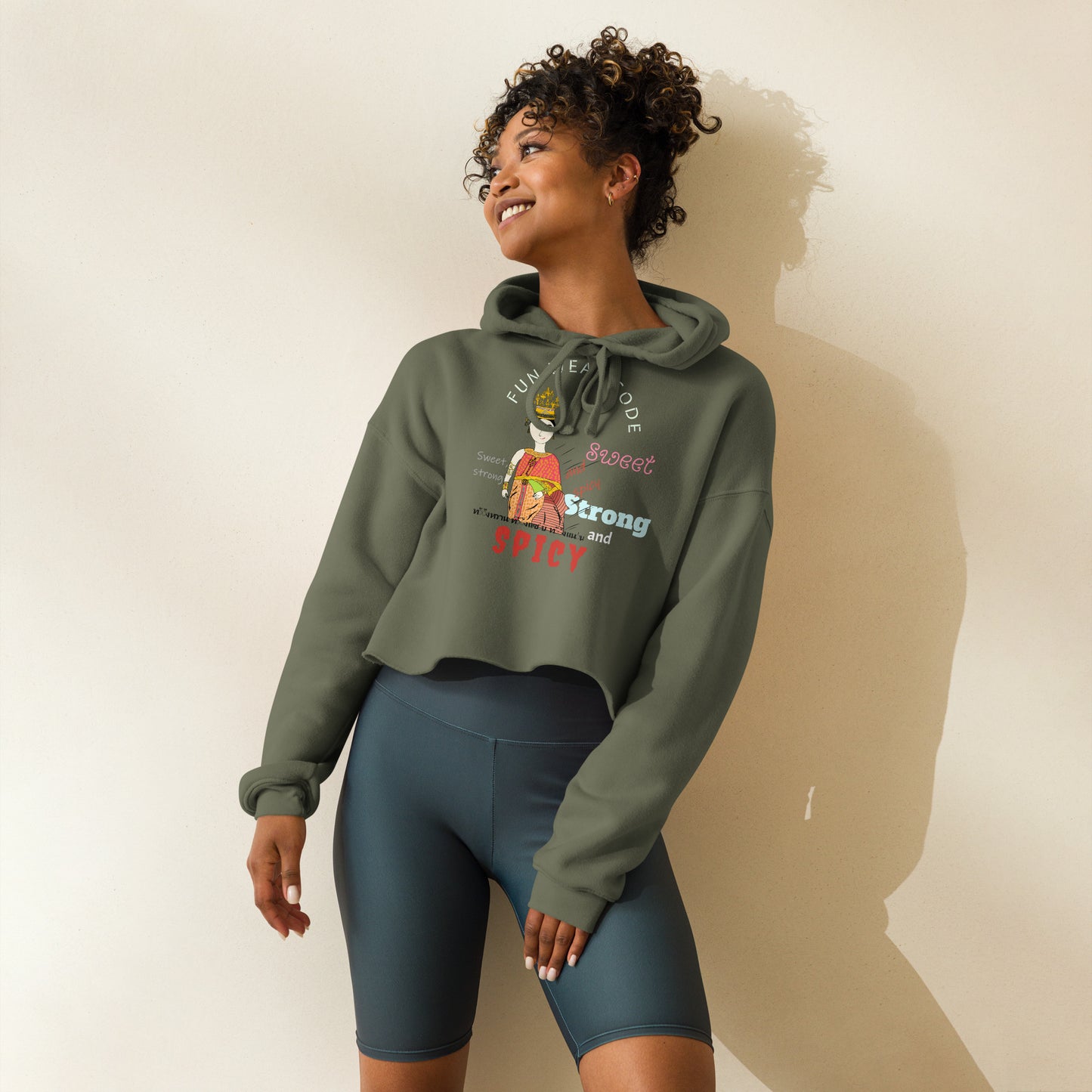 Trendy & Cozy Woman Crop Hoodie – Playful & Bold Thai Iconic Design | FunWearCode