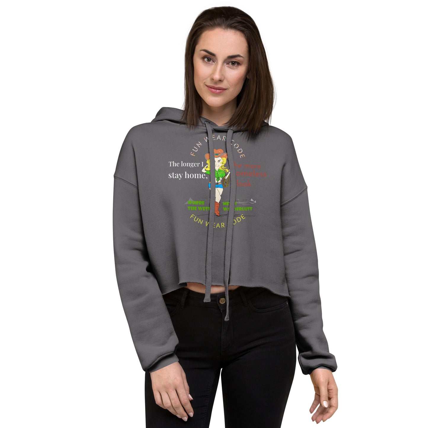 Trendy Cowgirl Crop Hoodie - Classic American Style for Fun-Loving Souls | FunWearCode