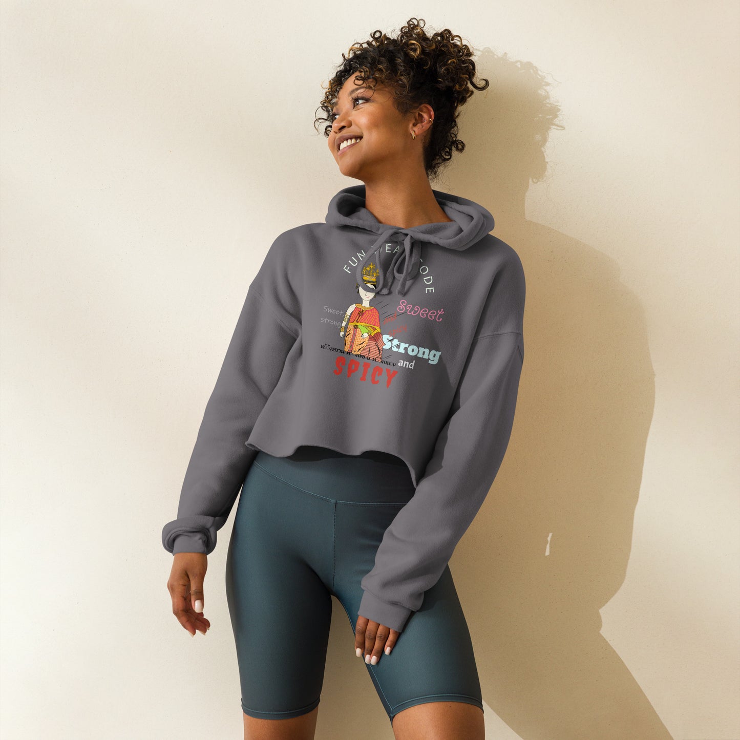 Trendy & Cozy Woman Crop Hoodie – Playful & Bold Thai Iconic Design | FunWearCode